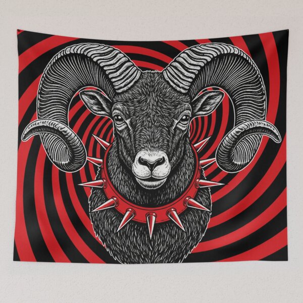 Item preview, Hypnotic Ram – Psychedelic Spiral Art designed and sold by HeyHas.