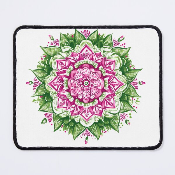 Item preview, Pink Green Lotus Mandala - Vibrant Botanical Spiritual Art Print designed and sold by DesignArtist.ia.