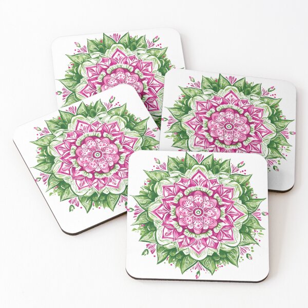 Item preview, Pink Green Lotus Mandala - Vibrant Botanical Spiritual Art Print designed and sold by DesignArtist.ia.