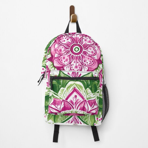 Item preview, Pink Green Lotus Mandala - Vibrant Botanical Spiritual Art Print designed and sold by DesignArtist.ia.