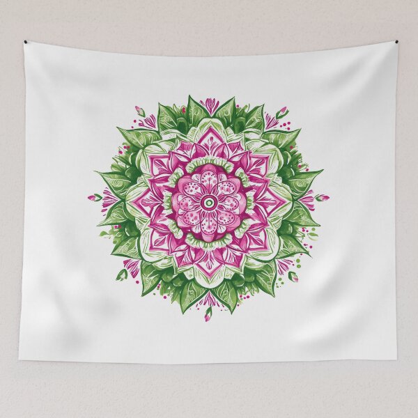 Item preview, Pink Green Lotus Mandala - Vibrant Botanical Spiritual Art Print designed and sold by DesignArtist.ia.