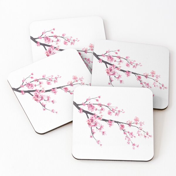 Item preview, Blooming sakura branch with Japan pink cherry flowers. Watercolor designed and sold by BartolArt.