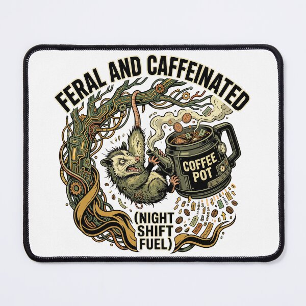 Item preview, Feral And Caffeinated Possum Trash Animal Burnout Humor Shirt designed and sold by Mythic Ink Studio.