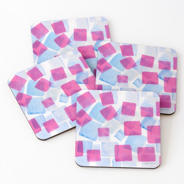 Item preview, Abstract Watercolor Squares – Transparent Layers, Gemstone Inspired Soft Geometric Art designed and sold by covetedcove.