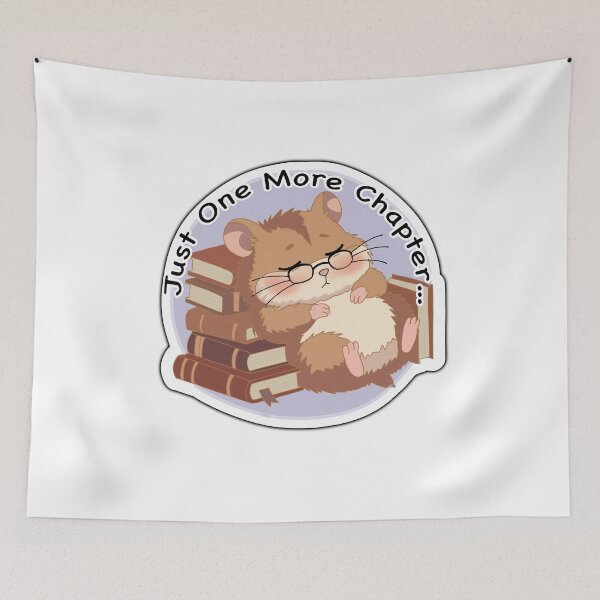 Item preview, Just One More Chapter Sticker – Sleepy Hamster Bookworm Cute Reading Kawaii Aesthetic designed and sold by pn_terest.