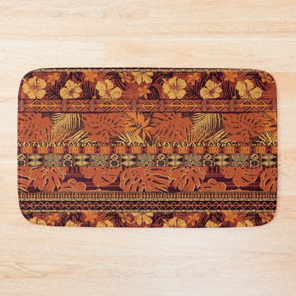 Item preview, Retro Hawaiian Tropical Plant Tapa Print Floral designed and sold by RetroMaggie.
