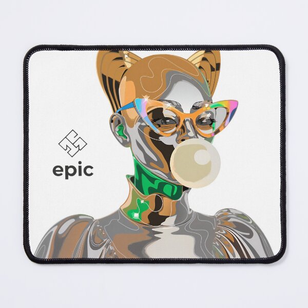 Item preview, A futuristic robotic woman with cat ears blowing a bubble on transparent background designed and sold by Creative88Art.
