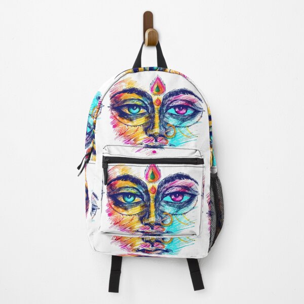Item preview, Psychedelic Third Eye Face - Vibrant Neon Spiritual Portrait Art Print designed and sold by DesignArtist.ia.
