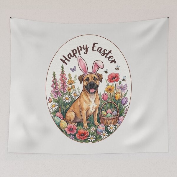 Item preview, Funny Black Mouth Cur Happy Easter Egg Bunny Mom Dad Kids designed and sold by FurryHavenPH.