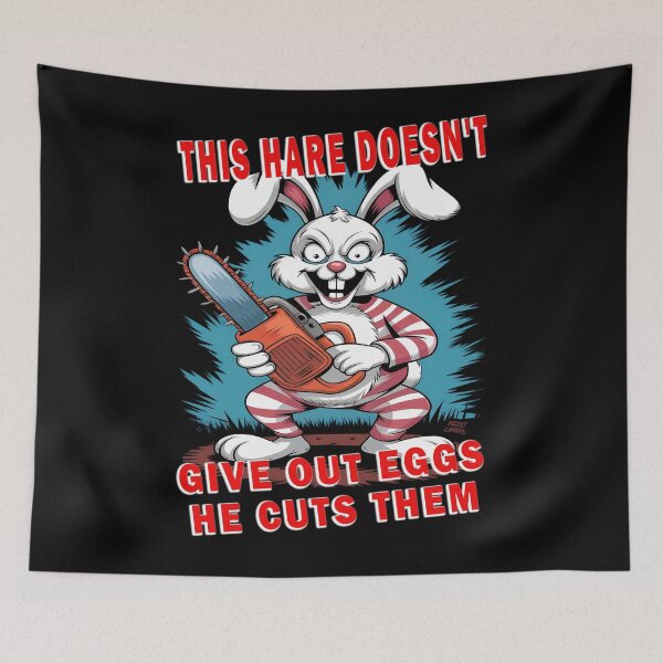 Item preview, Psycho Easter Bunny with Chainsaw – Evil Easter Bunny Horror Design designed and sold by Art-Arcade6.