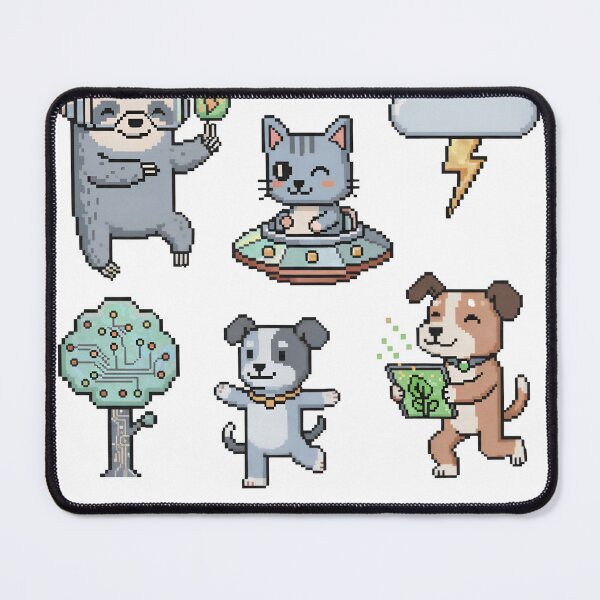 Item preview, A colorful pixel art illustration of animals and objects in a digital paradise on transparent background designed and sold by Creative88Art.