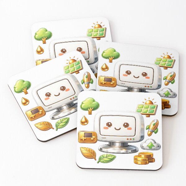 Item preview, A cartoon computer surrounded by eco-friendly icons on transparent background designed and sold by Creative88Art.
