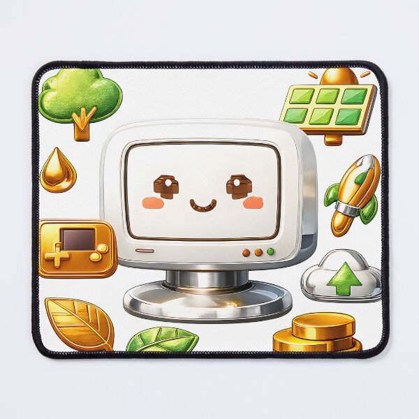 Item preview, A cartoon computer surrounded by eco-friendly icons on transparent background designed and sold by Creative88Art.