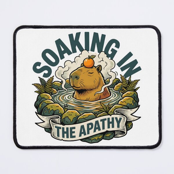Item preview, Capybara Spa Soaking In The Apathy Sarcastic Funny Goblincore Comic Art Tee designed and sold by Mythic Ink Studio.