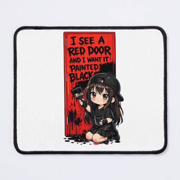 Item preview, Paint It Black Rolling Stones Parody – Cute Kawaii Anime Girl Painting Red Door designed and sold by Donsean22.