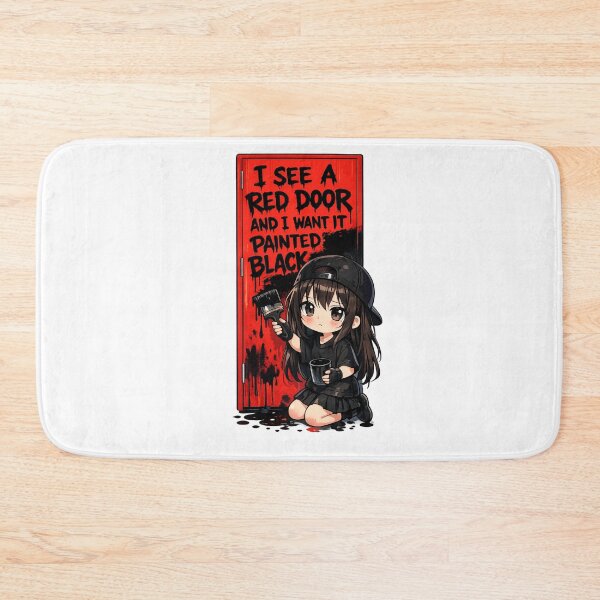 Item preview, Paint It Black Rolling Stones Parody – Cute Kawaii Anime Girl Painting Red Door designed and sold by Donsean22.