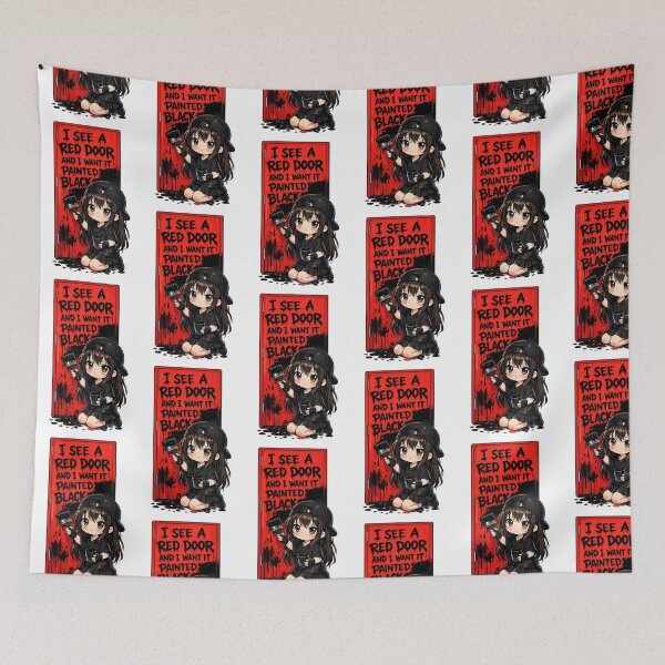 Item preview, Paint It Black Rolling Stones Parody – Cute Kawaii Anime Girl Painting Red Door designed and sold by Donsean22.