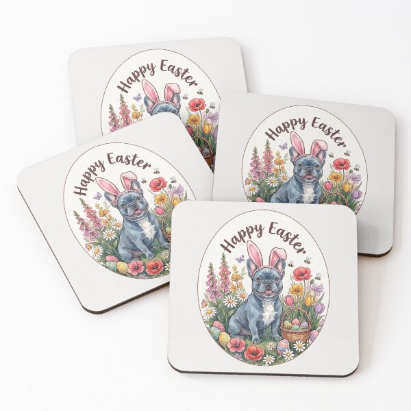 Artikelvorschau, Lustige blaue französische Bulldogge, frohes Ostern, Osterhase, Mama, Papa, Kinder entworfen und verkauft von FurryHavenPH.