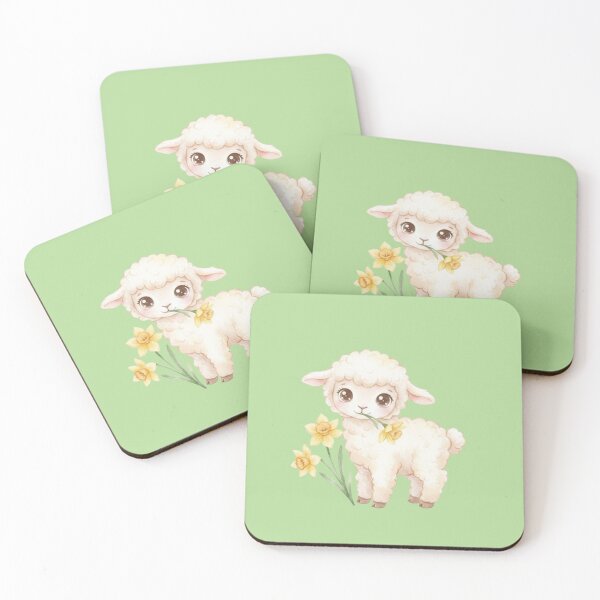 Item preview, Cute Pastel Lamb with Daffodils – Watercolor Easter Nursery Art designed and sold by EnlightArt.