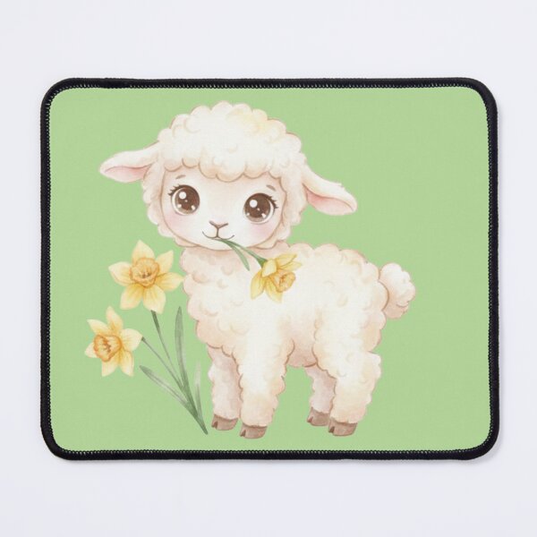 Item preview, Cute Pastel Lamb with Daffodils – Watercolor Easter Nursery Art designed and sold by EnlightArt.