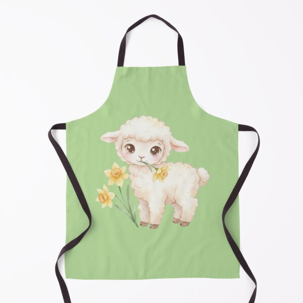 Item preview, Cute Pastel Lamb with Daffodils – Watercolor Easter Nursery Art designed and sold by EnlightArt.