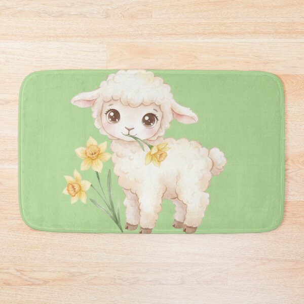 Item preview, Cute Pastel Lamb with Daffodils – Watercolor Easter Nursery Art designed and sold by EnlightArt.