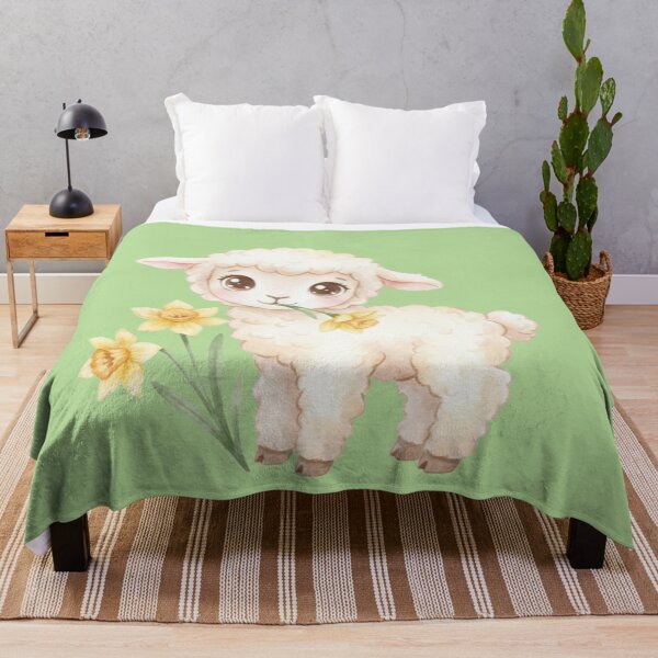 Item preview, Cute Pastel Lamb with Daffodils – Watercolor Easter Nursery Art designed and sold by EnlightArt.