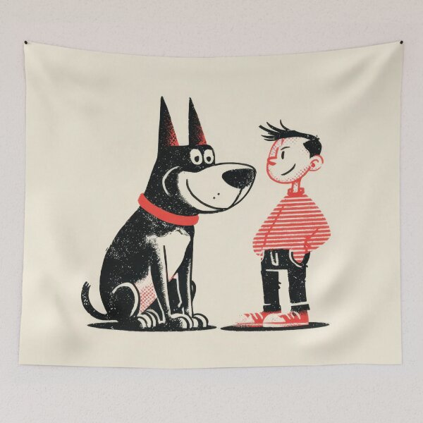 Item preview, Boy stands near a big dog designed and sold by anytka.