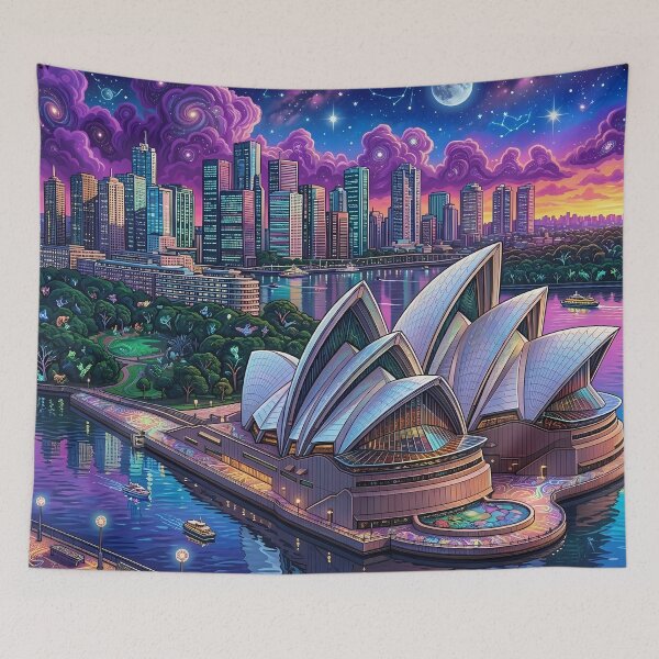 Item preview, Sydney Opera House - Psychedelic Cosmic Australia Art designed and sold by Lucid Dream Pixel.
