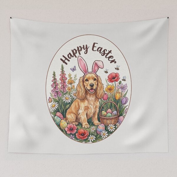 Item preview, Funny Cocker Spaniel Happy Easter Egg Bunny Mom Dad Kids designed and sold by FurryHavenPH.