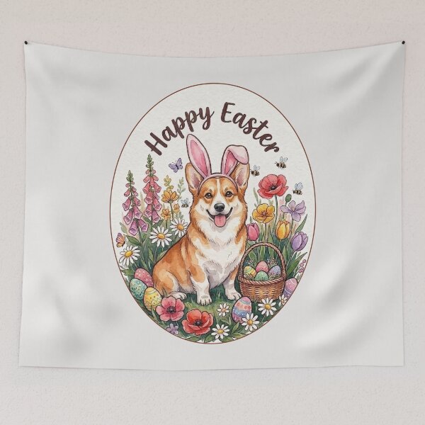 Item preview, Funny Corgi Happy Easter Egg Bunny Mom Dad Kids designed and sold by FurryHavenPH.
