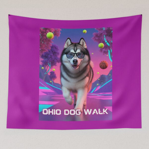 Item preview, Ohio Dog Walk - Retro-Futurist Husky Poster designed and sold by HALYNA070824.