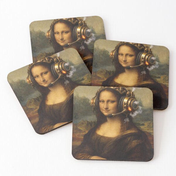 Item preview, Mona in Gaming Mode – Inspired by Leonardo da Vinci (1452–1519), Portraying Mona Lisa Testing Steam‑Powered Audio Technology.  designed and sold by TheArtsyFrogs.