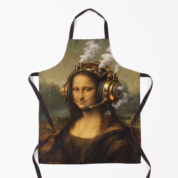 Item preview, Mona in Gaming Mode – Inspired by Leonardo da Vinci (1452–1519), Portraying Mona Lisa Testing Steam‑Powered Audio Technology.  designed and sold by TheArtsyFrogs.