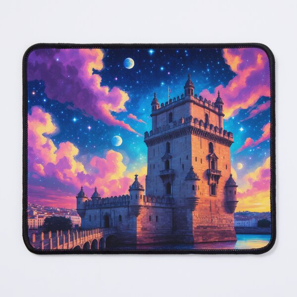Item preview, Torre de Belem - Psychedelic Lisbon Sunset Art designed and sold by Lucid Dream Pixel.