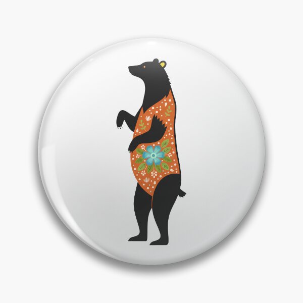 Item preview, Regal Floral Folk Art Black Bear – Scandinavian Folk Art by heidiannemorris © designed and sold by FOLK ART FUSION by heidiannemorris.