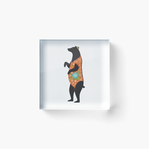 Item preview, Regal Floral Folk Art Black Bear – Scandinavian Folk Art by heidiannemorris © designed and sold by FOLK ART FUSION by heidiannemorris.