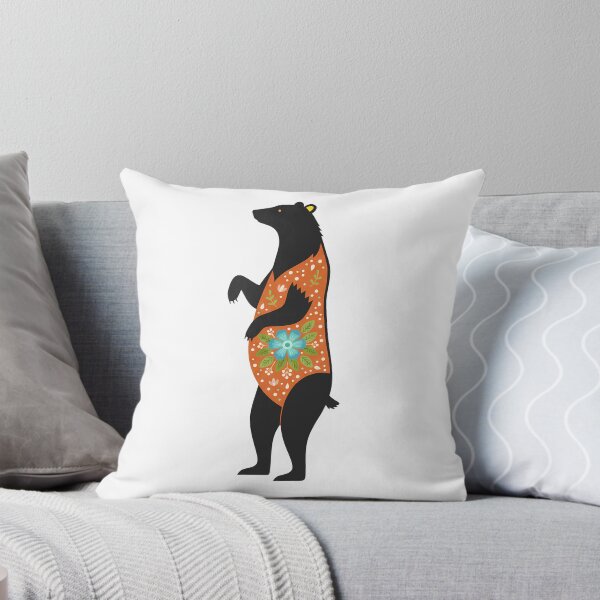 Item preview, Regal Floral Folk Art Black Bear – Scandinavian Folk Art by heidiannemorris © designed and sold by FOLK ART FUSION by heidiannemorris.