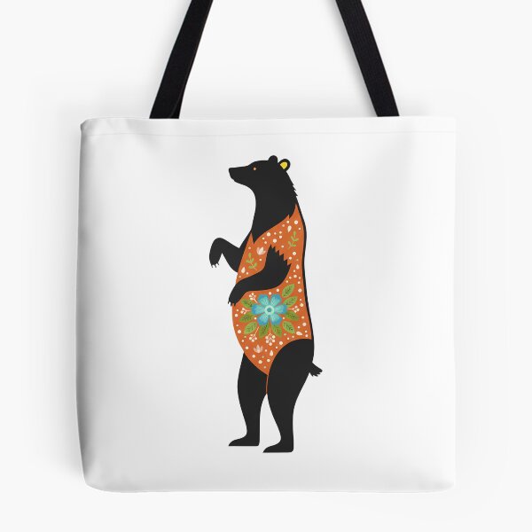 Item preview, Regal Floral Folk Art Black Bear – Scandinavian Folk Art by heidiannemorris © designed and sold by FOLK ART FUSION by heidiannemorris.