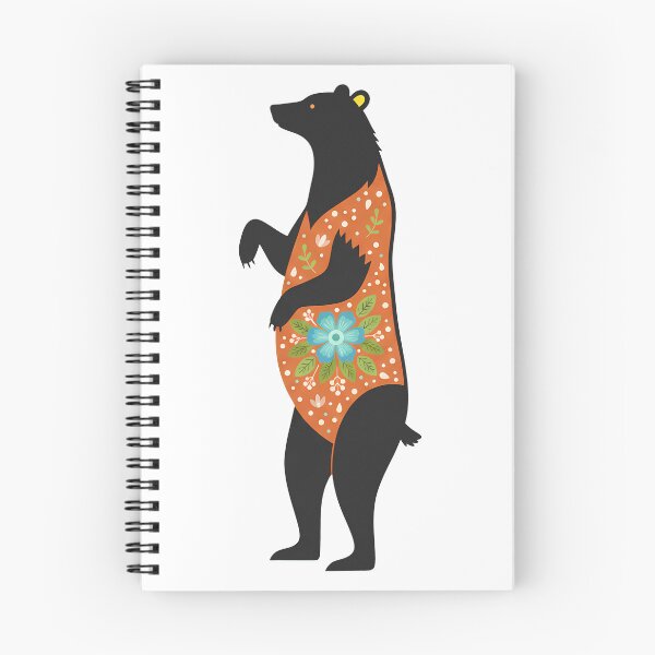 Item preview, Regal Floral Folk Art Black Bear – Scandinavian Folk Art by heidiannemorris © designed and sold by FOLK ART FUSION by heidiannemorris.