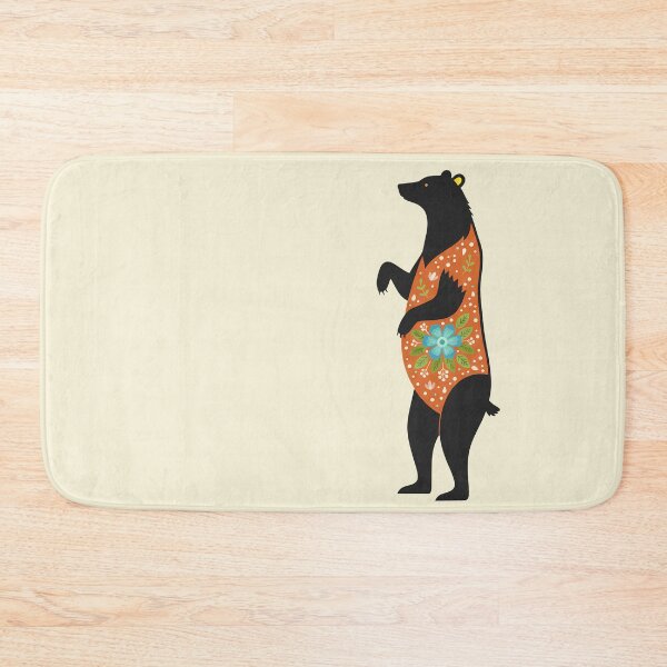 Item preview, Regal Floral Folk Art Black Bear – Scandinavian Folk Art by heidiannemorris © designed and sold by FOLK ART FUSION by heidiannemorris.