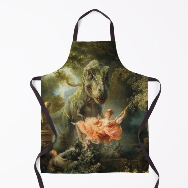 Item preview, Rex Wants the Swing Next - Inspired by Jean‑Honoré Fragonard (1732–1806), Joined by the T‑Rex Who Has Everyone Confident the Swing Will Be Available Soon.  designed and sold by TheArtsyFrogs.