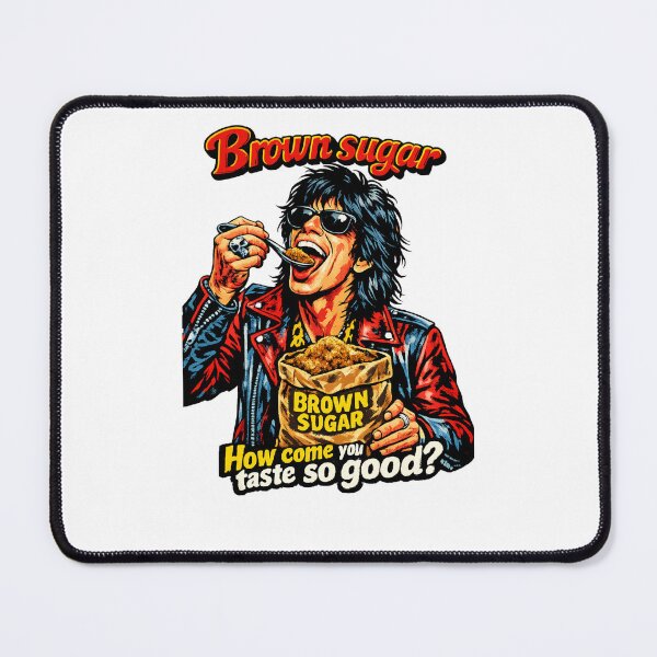 Item preview, Brown Sugar Pop Art Rock Poster – 70s Rolling Stones Inspired Retro Graphic, Vintage Rocker Illustration, Funny Food Art Design designed and sold by Donsean22.