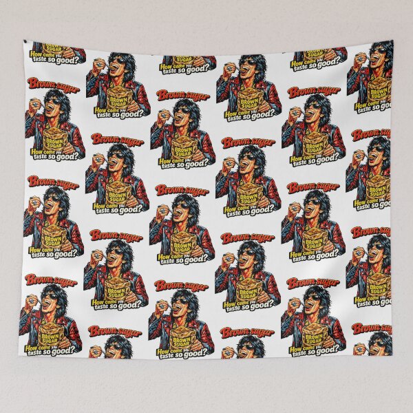 Item preview, Brown Sugar Pop Art Rock Poster – 70s Rolling Stones Inspired Retro Graphic, Vintage Rocker Illustration, Funny Food Art Design designed and sold by Donsean22.