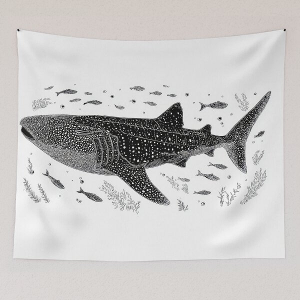 Item preview, Shark swimming in ocean with fish designed and sold by anytka.