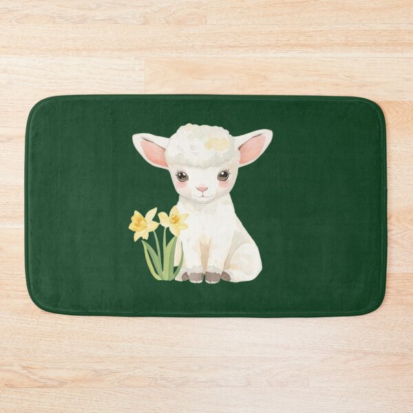 Item preview, Cute Sitting Pastel Lamb with Daffodils – Watercolor Aries Nursery & Easter Art designed and sold by EnlightArt.