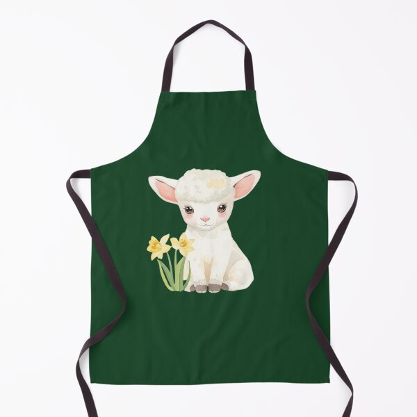 Item preview, Cute Sitting Pastel Lamb with Daffodils – Watercolor Aries Nursery & Easter Art designed and sold by EnlightArt.