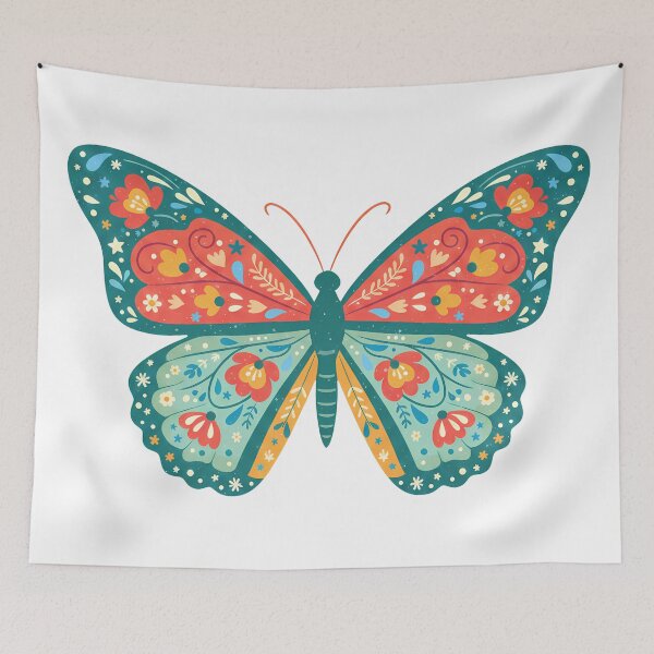 Item preview, Floral Folk Art Monarch Butterfly – Scandinavian Folk Art by heidiannemorris © designed and sold by FOLK ART FUSION by heidiannemorris.