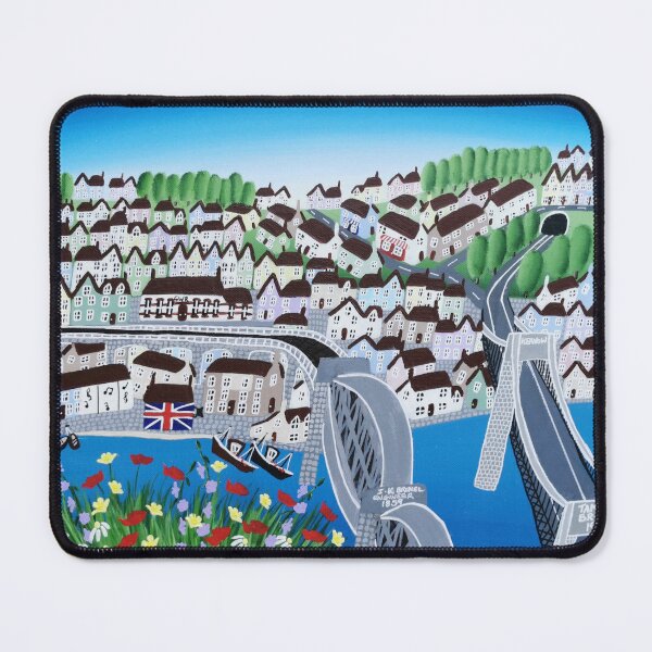 Item preview, Summer Over the Tamar Bridges naive artwork designed and sold by ElisaTruemanArt.