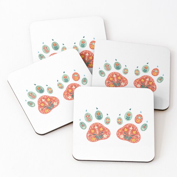 Item preview, Playful Floral Folk Art Dog Paws – Scandinavian Folk Art by heidiannemorris © designed and sold by FOLK ART FUSION by heidiannemorris.